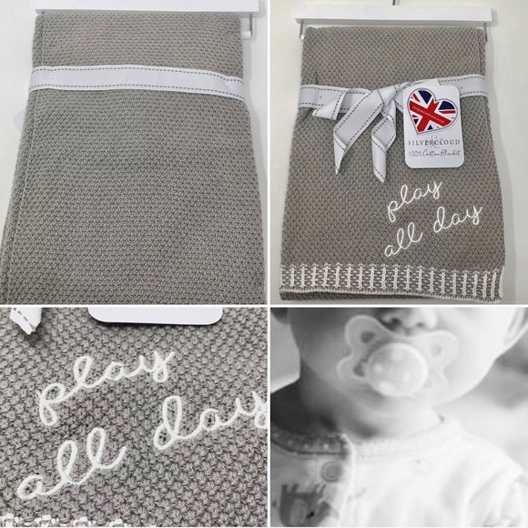 NWT SILVER CLOUD COTTON BABY BLANKET PLAY ALL DAY